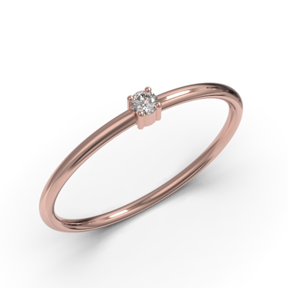 ARMOS Jewelry - Solid 10k Rose Gold Round Cut Diamond CZ Ring